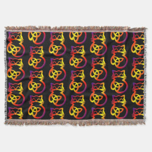 Rainbow Trinity Knot Celtic Cat Throw Blanket Deken