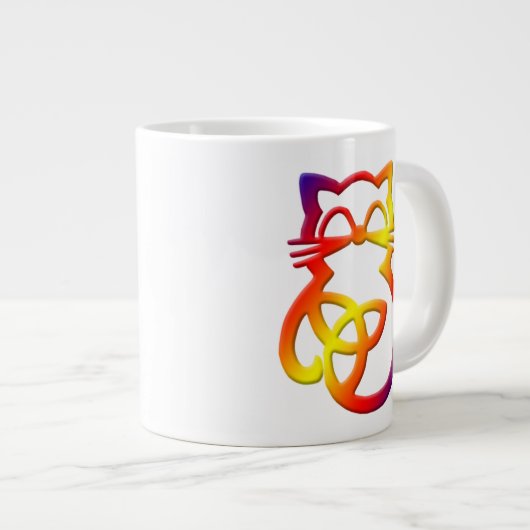 Rainbow Trinity Knot Celtic Chat Jumbo Mug (Devant droit)