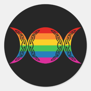Rainbow Triple Goddess Symbol Ronde Sticker