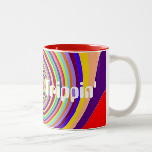Rainbow "Trippin" psychedelic pop art snoep swirl Tweekleurige Koffiemok