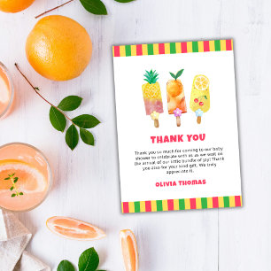 Rainbow Tropical Fruit Ice Cream Pop Baby shower Bedankkaart