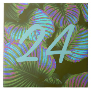 Rainbow Tropical Leaves House Number keramische te Tegeltje