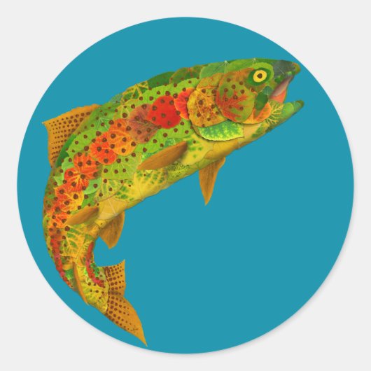 Rainbow Trout 5 van Aspen Leaf Ronde Sticker (Voorkant)