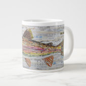 Rainbow Trout Collage Coffee Mok, C.E. Wit Extra Grote Mok (Voorkant rechts)