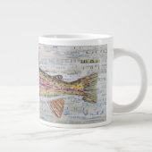 Rainbow Trout Collage Coffee Mok, C.E. Wit Extra Grote Mok (Rechts)