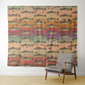 Rainbow Trout Fish Pattern for Fly Fishermen Wandkleed (In Situ (horizontaal))