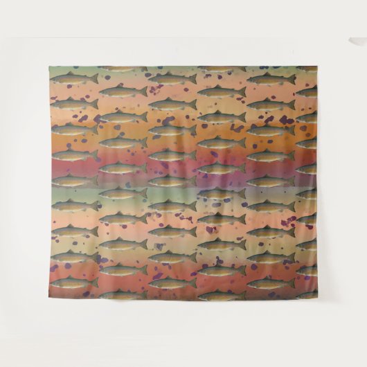 Rainbow Trout Fish Pattern for Fly Fishermen Wandkleed (Voorkant (horizontaal))
