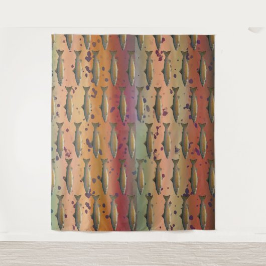 Rainbow Trout Fish Pattern for Fly Fishermen Wandkleed (Voorkant)