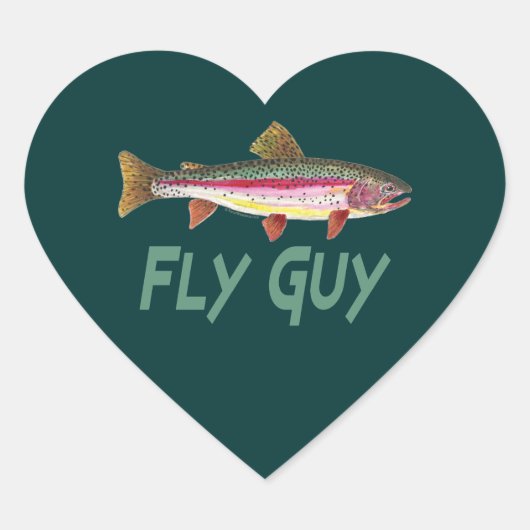 Rainbow Trout Fly FIshing Hart Sticker (Voorkant)