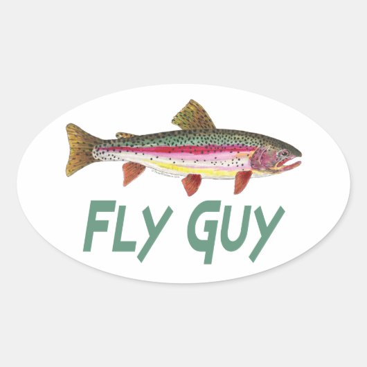 Rainbow Trout Fly FIshing Ovale Sticker (Voorkant)