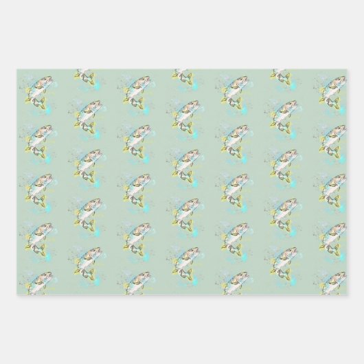 Rainbow Trout Mint Wrapping Paper Sheets (Voorkant 2)