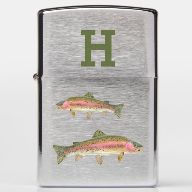 Rainbow Trout Monogram Vist Zippo Lighter (Voorkant)