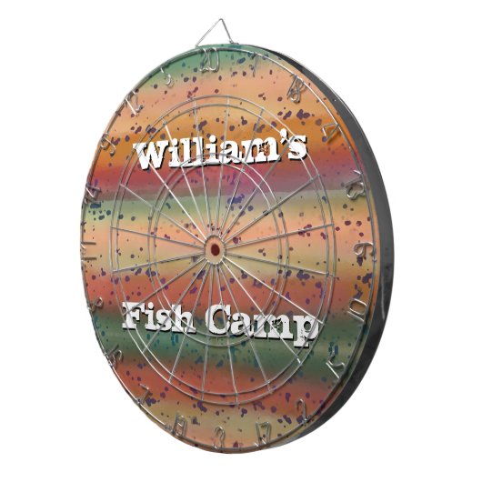 Rainbow Trout Pattern met naam Fisherman's Dartbord (Voorkant Rechts)