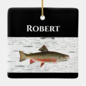 Rainbow Trout Rustic Aspen Bark Background Keramisch Ornament (Achterkant)