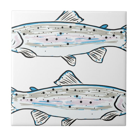 Rainbow Trout Sketch Tegeltje (Voorkant)