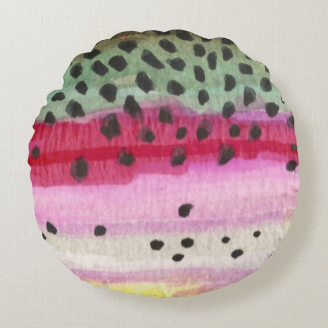 Rainbow Trout Vist Rond Kussen (Voorkant)