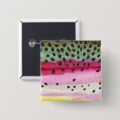 Rainbow Trout Vist Vierkante Button 5,1 Cm (Voorkant /achterkant)