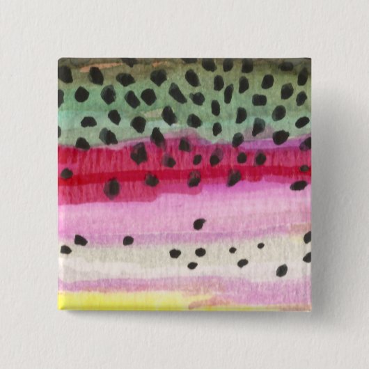 Rainbow Trout Vist Vierkante Button 5,1 Cm (Voorkant)