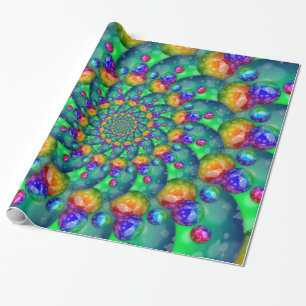 Rainbow Turquoise Bokeh Fractal Cadeaupapier