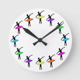Rainbow Tutus Ballet Dancer Ballerina Dance Clock Ronde Klok