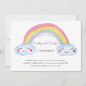 Rainbow Twins Invitation d'anniversaire (Devant)