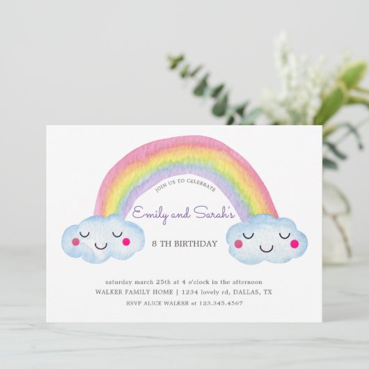 Rainbow Twins Invitation d'anniversaire (Debout devant)