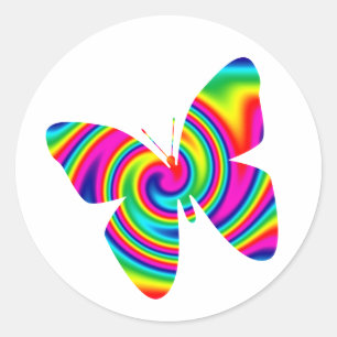Rainbow Twirl Butterfly Cutouts Ronde Sticker