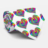 Rainbow Twirl Heart Cutouts Stropdas (Opgerold)