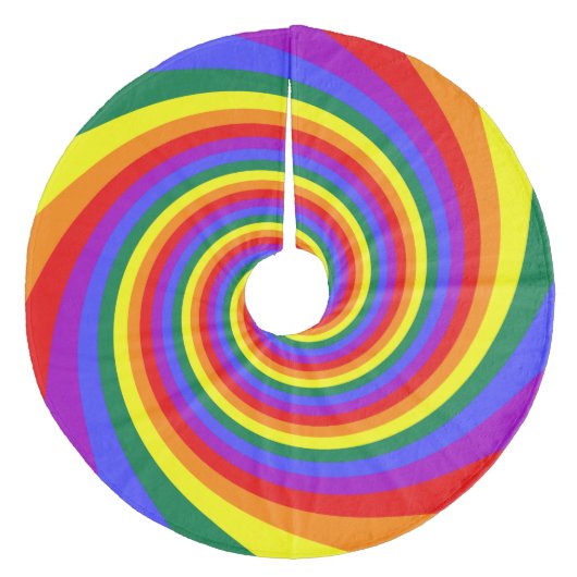 Rainbow Twirl Pattern Fleece Kerstboom Rok (Voorkant)