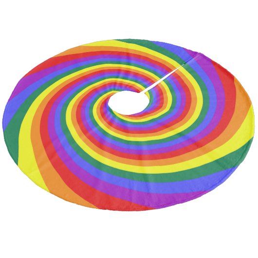 Rainbow Twirl Pattern Fleece Kerstboom Rok (Gekanteld)