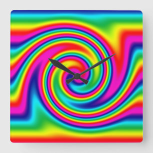 Rainbow Twirl Vierkante Klok