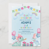 Rainbow two-a-saurus 2e verjaardag Blauwe Dinosaur Kaart (Voorkant)