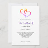 Rainbow Two Heart Faire-part de mariage (Devant)