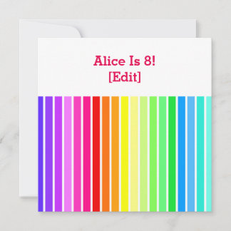 Rainbow - Uitnodiging voor 8e verjaardagsfeestje