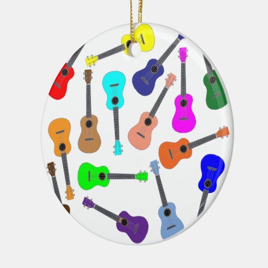 Rainbow Ukulele Keramisch Ornament (Links)