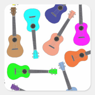 Rainbow Ukulele Vierkante Sticker