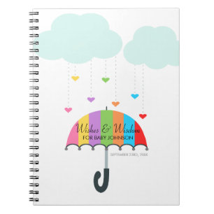 Rainbow Umbrella Neutral Baby shower Gastenboek Notitieboek