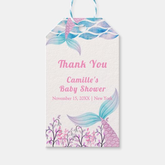 Rainbow Under Zee Mermaid Tail Baby shower Cadeaulabel (Voorkant)