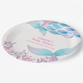 Rainbow Under Zee Mermaid Tail Baby shower Papieren Bordje (Gekanteld)