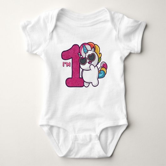 Rainbow Unicorn 1st Birthday Romper (Voorkant)