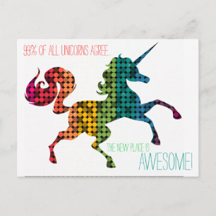 Rainbow Unicorn Aangepaste adreswijziging Briefkaa Aankondigingskaart