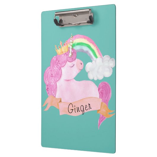 🌈 Rainbow Unicorn - Aangepaste naam Klembord (Links)