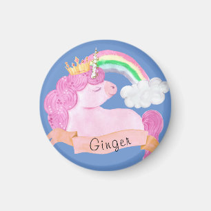 🌈 Rainbow Unicorn - Aangepaste naam Magneet