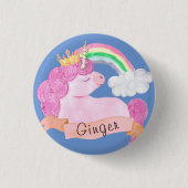 🌈 Rainbow Unicorn - Aangepaste naam Ronde Button 3,2 Cm (Voorkant)