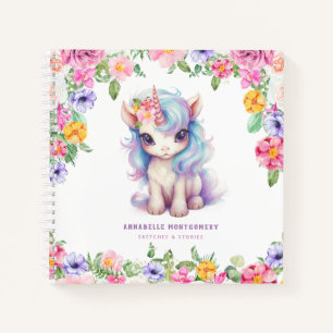 Rainbow Unicorn Aangepaste naam Schattigee Kinder  Notitieboek