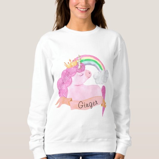 🌈 Rainbow Unicorn - Aangepaste naam Trui (Voorkant)
