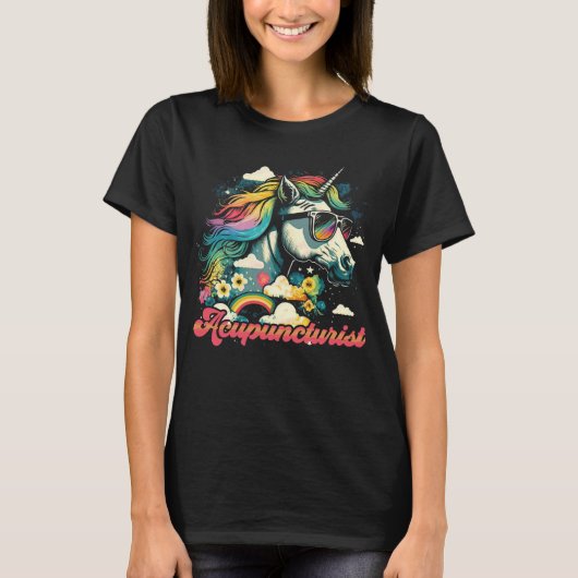 Rainbow Unicorn Acupuncturist T-shirt (Voorkant)
