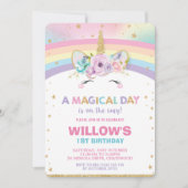 Rainbow Unicorn Anniversaire Invitation 1er Annive (Devant)