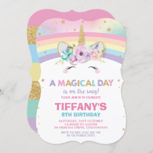 Rainbow Unicorn Anniversaire Invitation 1er Annive