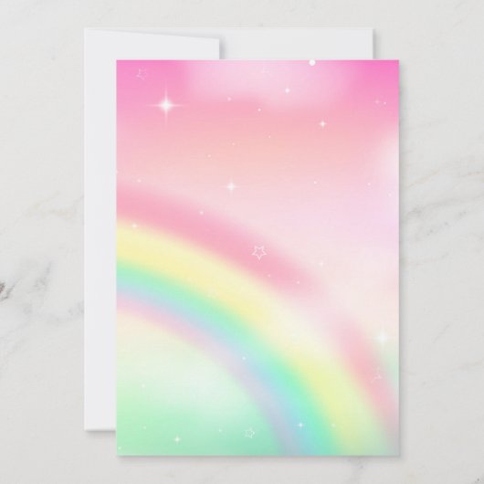 Rainbow Unicorn Anniversaire Invitation 1ère (Dos)